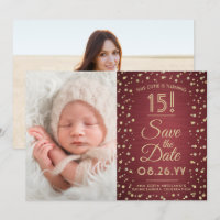 2 Photo Quinceanera Elegant Burgundy Gold Parties