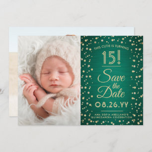 Save The Date 2 Photo Quinceanera Élégante Parties scintillant v