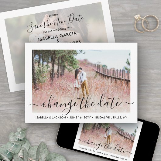 Save The Date 2 Photo Simple Script Mariage Postpone | Modifier 