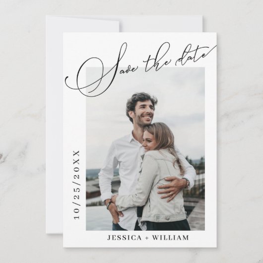 Save The Date 2 Photo Simply Elegant Mariage de calligraphie (Devant)