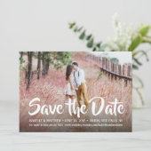 Save The Date 2 Photo Stylish White Calligraphie Script Mariage (Debout devant)