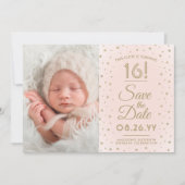 Save The Date 2 Photo Sweet 16 Anniversaire Blush Gold Enregistr (Devant)