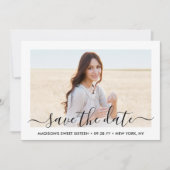 Save The Date 2 Photo Sweet 16e Anniversaire Chic Script Seizièm (Devant)
