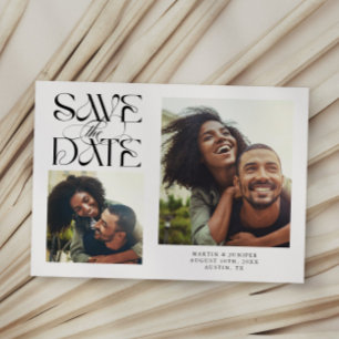 Save The Date 2 Photo Typographie Moderne Mystique Blanc