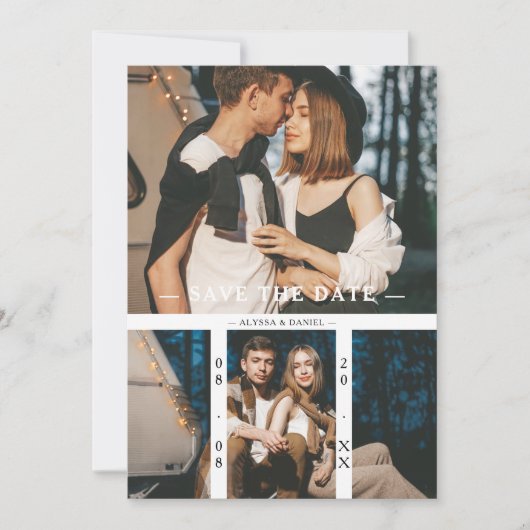 Save The Date 2 Photos Chic Trendy Collage Wedding Minimalist (Devant)
