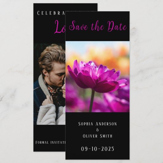 Save The Date 2 photos modernes noir (Devant / Derrière)