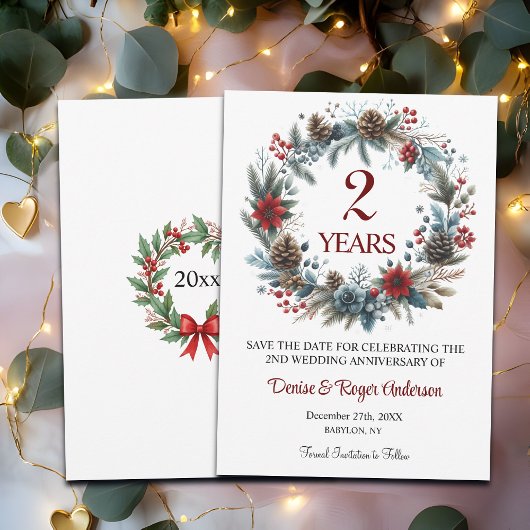 Save The Date 2e anniversaire de Mariage hiver