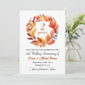Save The Date 2e anniversaire Mariage Élégant automne floral (Debout devant)