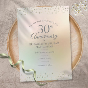 Save The Date 30e Anniversaire de Mariage Perle Coeurs Confettis