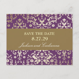 Save The Date 311-Dazzling Damask Gold Ivory Enregistrer la date