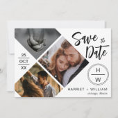 Save The Date 3 Collage Photo Diamant Typographie Script (Devant)