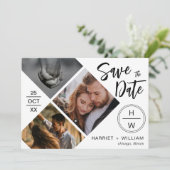 Save The Date 3 Collage Photo Typographie Diamant Script  (Debout devant)