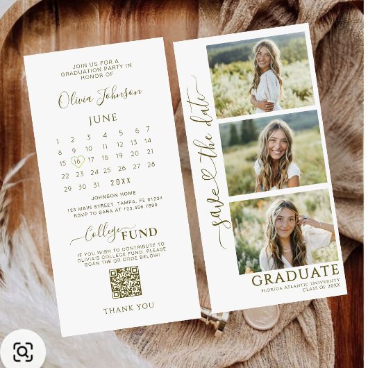 Save The Date 3 Diplôme Photo Strip Enregistrer la date | Code Q