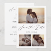 Save The Date 3 Fotos Elegantes Instantáneas Sesión Pareja Feliz (Devant / Derrière)