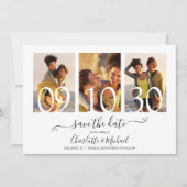 Save The Date 3 Photo Collage Signature Mariage de script (Devant)