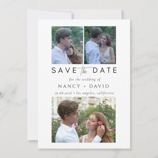Save The Date 3 Photo Collage Wedding  (Devant)