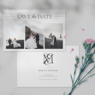 Save The Date 3 Photos Élégant Mariage Classique Enregistrer La