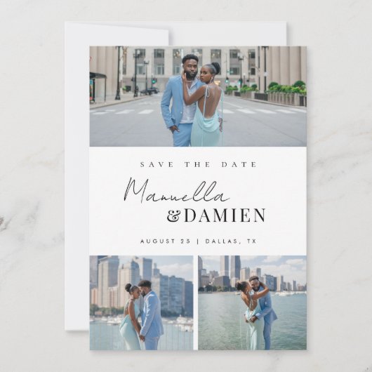 Save The Date 3 Photos préférées | Mariage de code QR de script  (Devant)