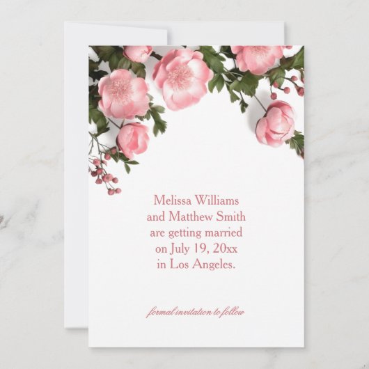 Save The Date 3D Roses Greenery Wildflowers (Dos)