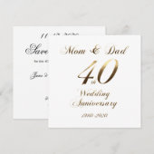 Save The Date 40e anniversaire de mariage des parents 2020 Éléga (Devant / Derrière)