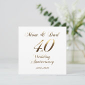 Save The Date 40e anniversaire de Mariage Parents 2020 Elegant (Debout devant)
