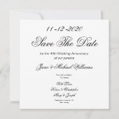 Save The Date 40e anniversaire de Mariage Parents 2020 Elegant (Dos)