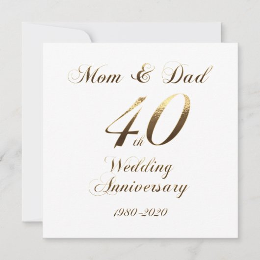 Save The Date 40e anniversaire de Mariage Parents 2020 Elegant (Devant)