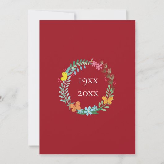 Save The Date 40e anniversaire Ruby Floral Wreath (Dos)