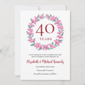 Save The Date 40e anniversaire Ruby Floral Wreath (Devant)