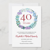 Save The Date 40e anniversaire Ruby Floral Wreath (Devant)