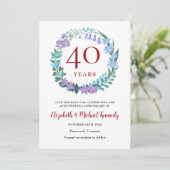 Save The Date 40e anniversaire Ruby Floral Wreath (Debout devant)