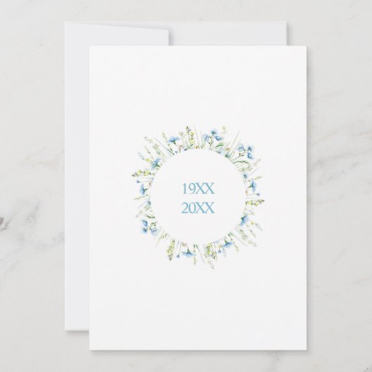 Save The Date 40e mariage Fleurs sauvages bleues Anniversaire (Dos)