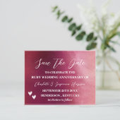 Save the Date 40e robijn bruiloft jubileum  Briefkaart (Staand voorkant)