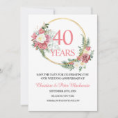 Save The Date 40th Wedding Ruby Roses Anniversary (Devant)