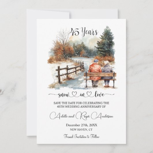 Save The Date 45th Wedding Anniversary Winter Landscape Romantic (Devant)