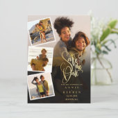 Save The Date 4 Photo Collage Mariage Gold Script (Debout devant)