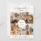 Save The Date 4 Photo Couple Collage & Mariage floral rose (Devant)