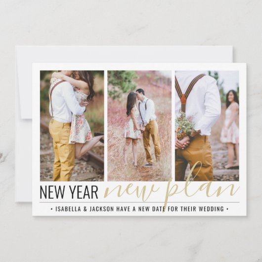 Save The Date 4 Photo Mariage Changement de plan Nouvel An Fête (Devant)