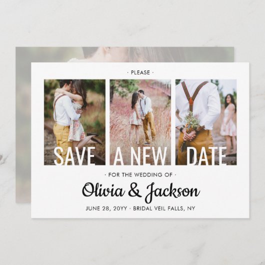 Save The Date 4 Photo Simple Moderne Mariage Remplacement Change (Devant / Derrière)