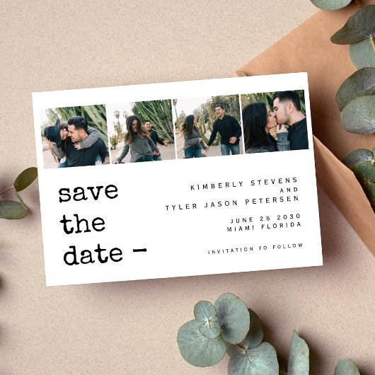 Save The Date 4 photos collage typographie moderne mariage