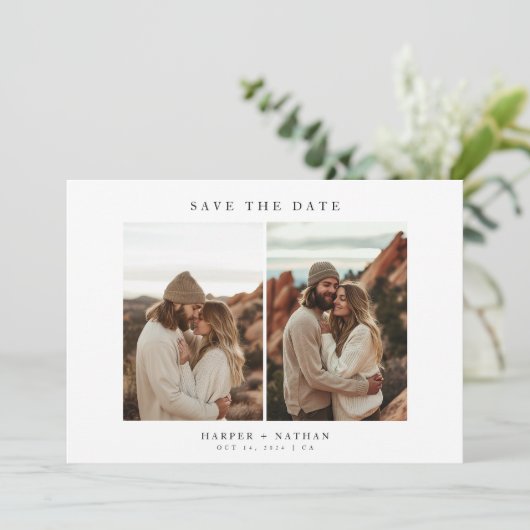 Save The Date 4 Photos Modernes Boho Mariage QR Code (Debout devant)