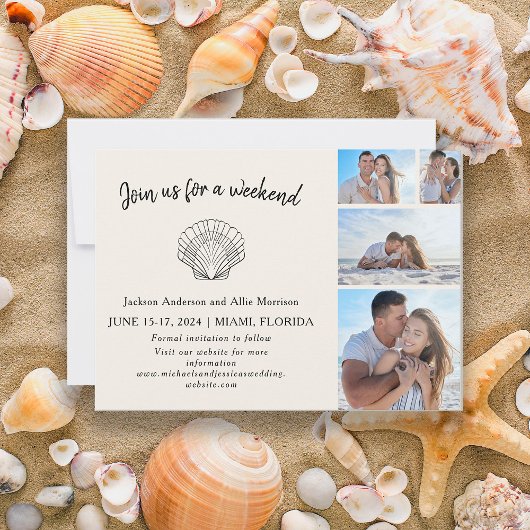 Save The Date 4 Photos Plage Coquillages Mariage Destination