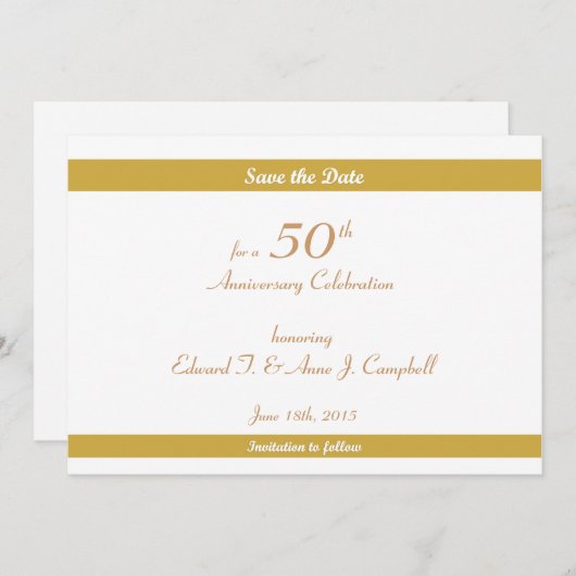 Save The Date 50e anniversaire/anniversaire Enregistrer les date (Devant / Derrière)