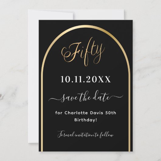 Save The Date 50e anniversaire arc en or noir (Devant)