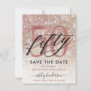 Save The Date 50e anniversaire Chic Parties scintillant Ombre En