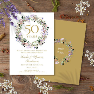Save The Date 50e anniversaire de Mariage d'or Floral