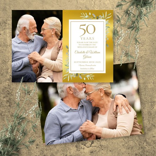 Save The Date 50e anniversaire de mariage Greenery 2 Photos