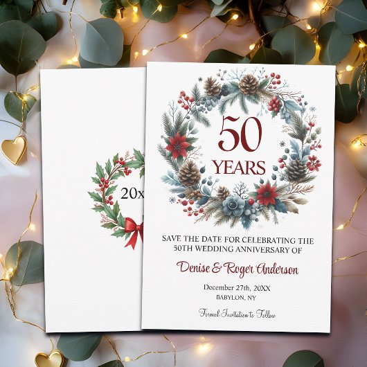 Save The Date 50e anniversaire du Mariage d'or hiver