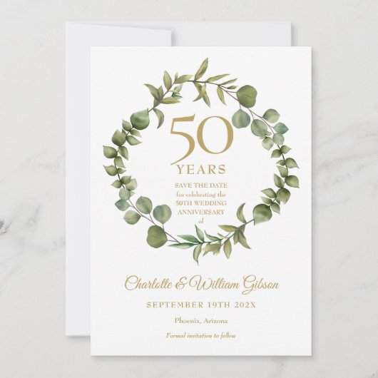 Save The Date 50e anniversaire du Mariage Végétation boisée (Devant)