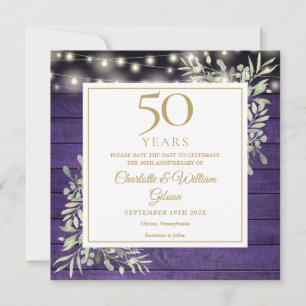 Save The Date 50e Anniversaire Floral Purple Carré